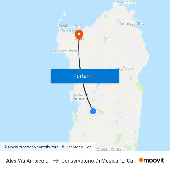 Ales Via Amsicora 37 to Conservatorio Di Musica "L. Canepa" map