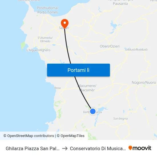 Ghilarza Piazza San Palmerio-Torre to Conservatorio Di Musica "L. Canepa" map