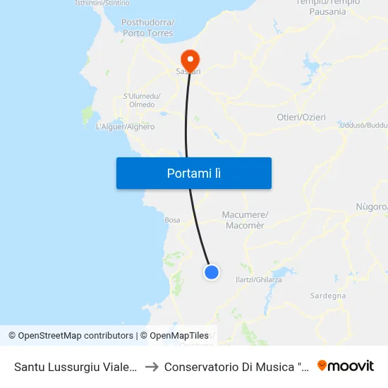 Santu Lussurgiu Viale Azuni 70 to Conservatorio Di Musica "L. Canepa" map