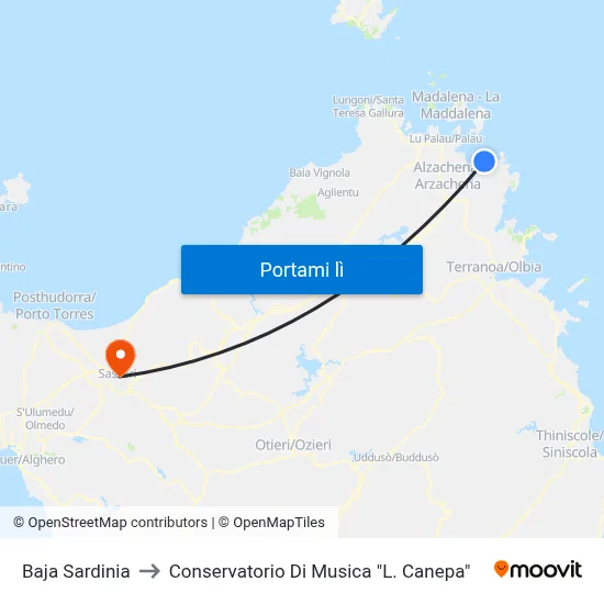 Baja Sardinia to Conservatorio Di Musica "L. Canepa" map