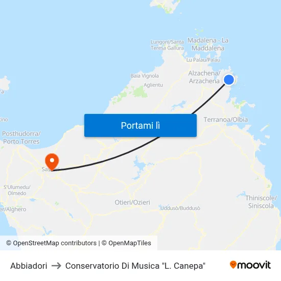 Abbiadori to Conservatorio Di Musica "L. Canepa" map