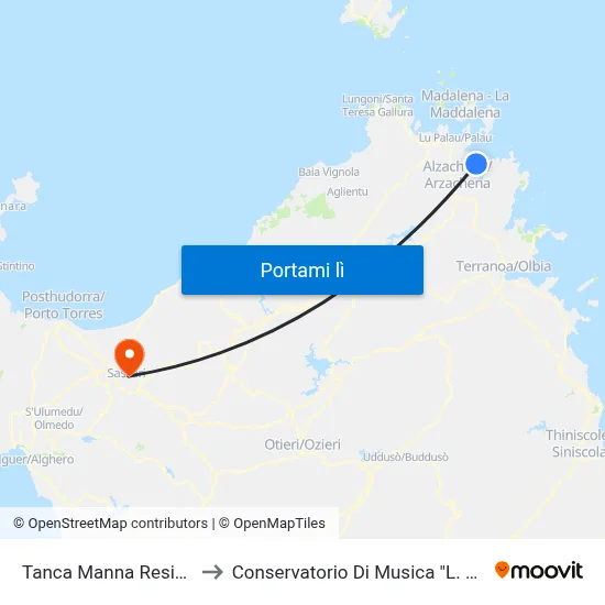 Tanca Manna Residence to Conservatorio Di Musica "L. Canepa" map