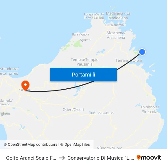 Golfo Aranci Scalo Fs-Porto to Conservatorio Di Musica "L. Canepa" map