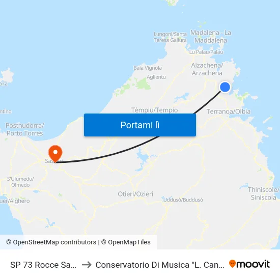 SP 73 Rocce Sarde to Conservatorio Di Musica "L. Canepa" map