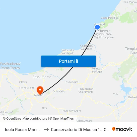 Isola Rossa Marinedda to Conservatorio Di Musica "L. Canepa" map