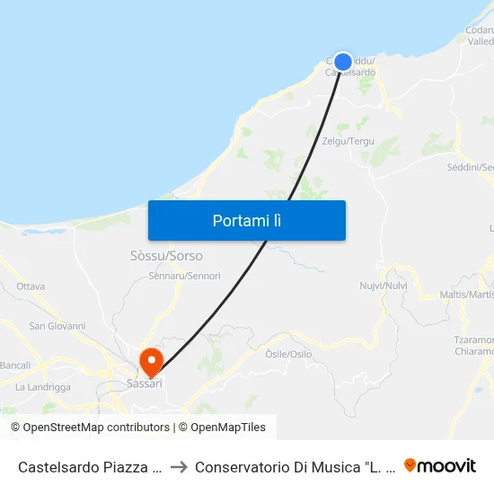 Castelsardo Piazza Nuova to Conservatorio Di Musica "L. Canepa" map