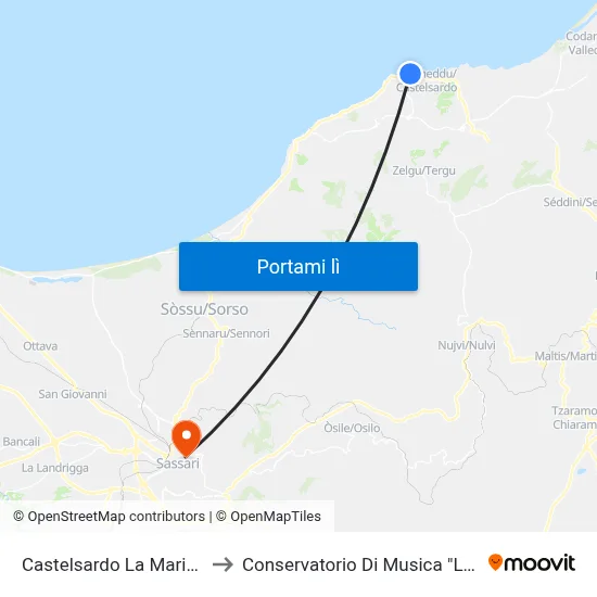 Castelsardo La Marina Fofo' to Conservatorio Di Musica "L. Canepa" map