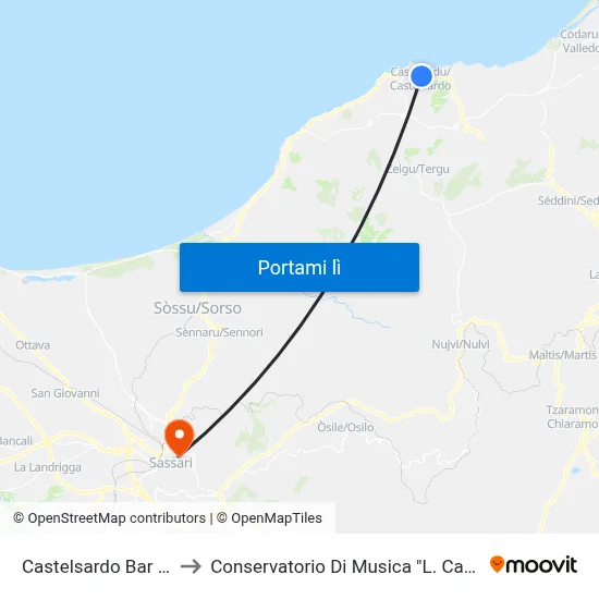 Castelsardo Bar Sax to Conservatorio Di Musica "L. Canepa" map