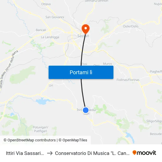 Ittiri Via Sassari 49 to Conservatorio Di Musica "L. Canepa" map