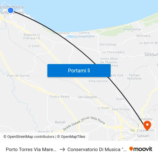 Porto Torres Via Mare-Pensiline to Conservatorio Di Musica "L. Canepa" map
