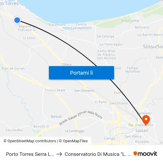 Porto Torres Serra Li Pozzi to Conservatorio Di Musica "L. Canepa" map