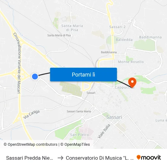 Sassari Predda Niedda-Dd to Conservatorio Di Musica "L. Canepa" map