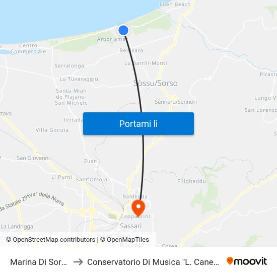 Marina Di Sorso to Conservatorio Di Musica "L. Canepa" map