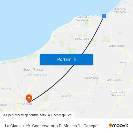 La Ciaccia to Conservatorio Di Musica "L. Canepa" map