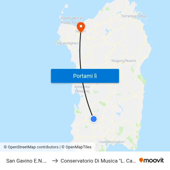 San Gavino E.N.A.I.P. to Conservatorio Di Musica "L. Canepa" map