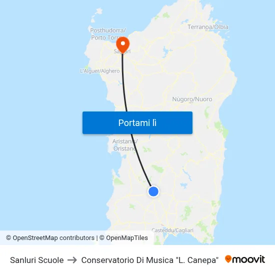 Sanluri Scuole to Conservatorio Di Musica "L. Canepa" map