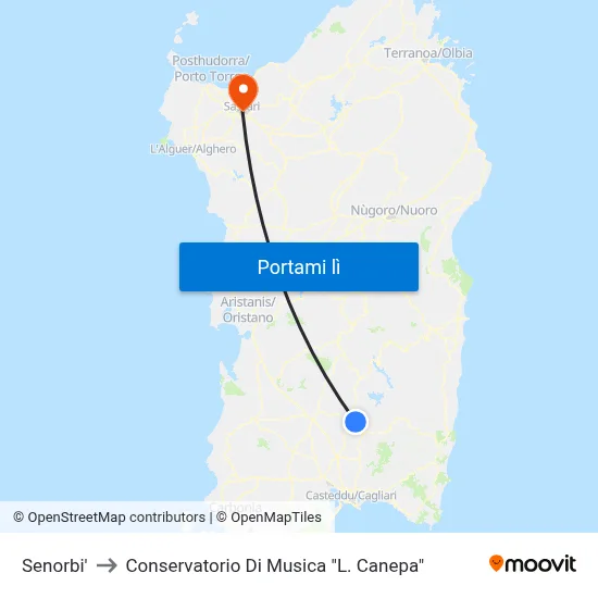 Senorbi' to Conservatorio Di Musica "L. Canepa" map
