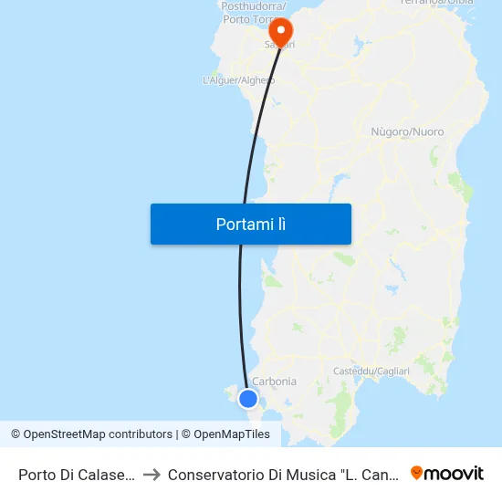 Calasetta (Itcls) to Conservatorio Di Musica "L. Canepa" map