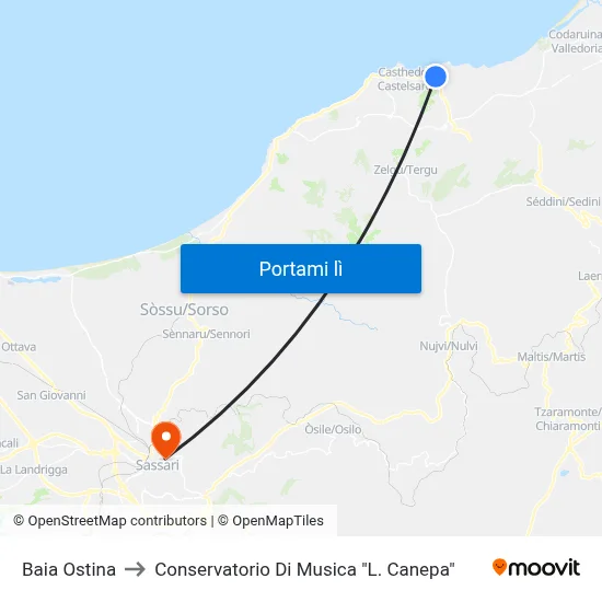 Baia Ostina to Conservatorio Di Musica "L. Canepa" map