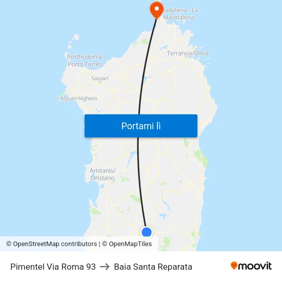 Pimentel Via Roma  93 to Baia Santa Reparata map