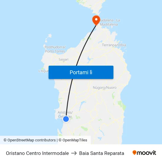 Oristano Centro Intermodale to Baia Santa Reparata map