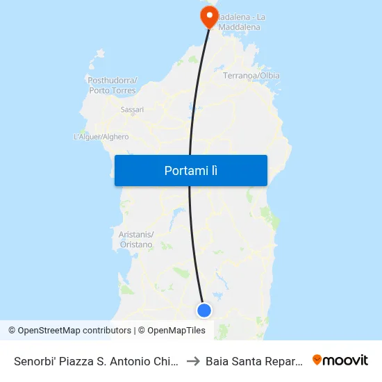 Senorbi' Piazza S. Antonio Chiesa to Baia Santa Reparata map
