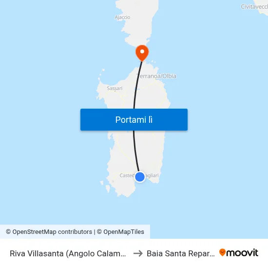 Riva Villasanta (Angolo Calamattia) to Baia Santa Reparata map
