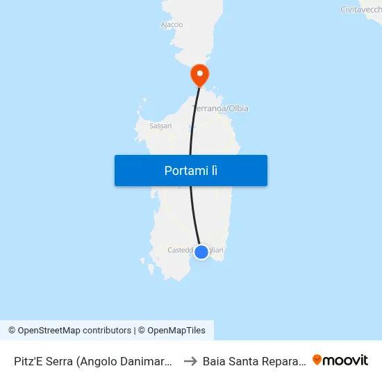 Pitz'E Serra (Angolo Danimarca) to Baia Santa Reparata map