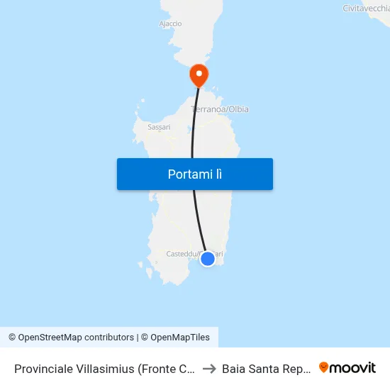 Provinciale Villasimius (Fronte Camping) to Baia Santa Reparata map