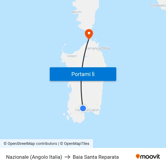 Nazionale (Angolo Italia) to Baia Santa Reparata map