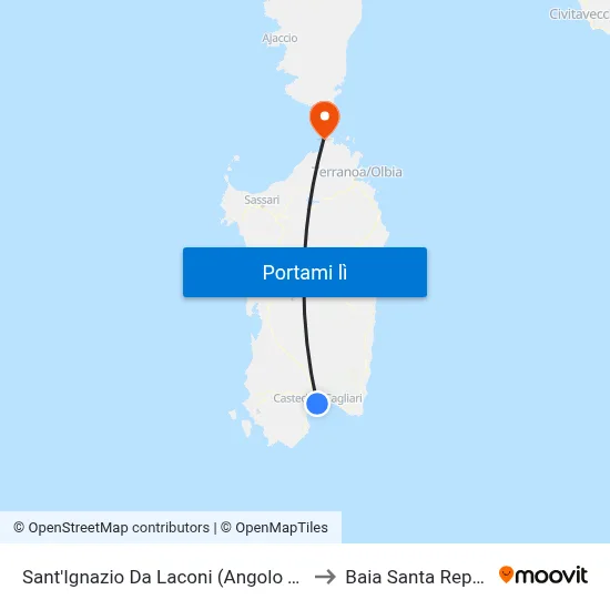Sant'Ignazio Da Laconi (Angolo Tigellio) to Baia Santa Reparata map
