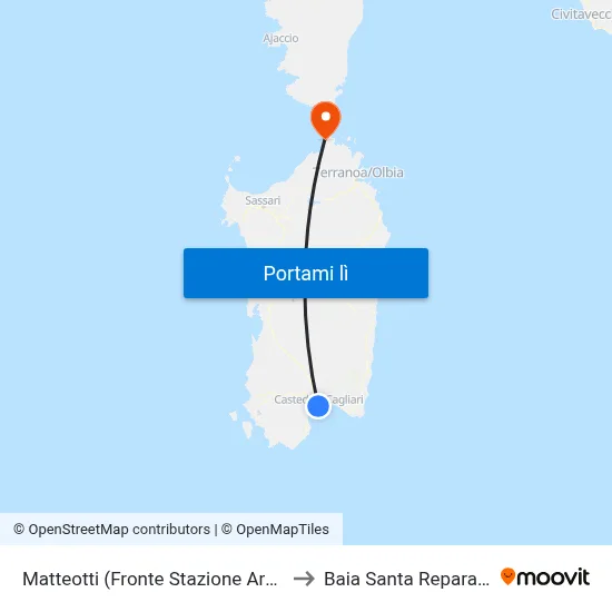 Matteotti (Fronte Stazione Arst) to Baia Santa Reparata map
