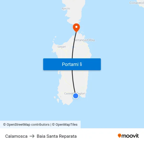 Calamosca to Baia Santa Reparata map