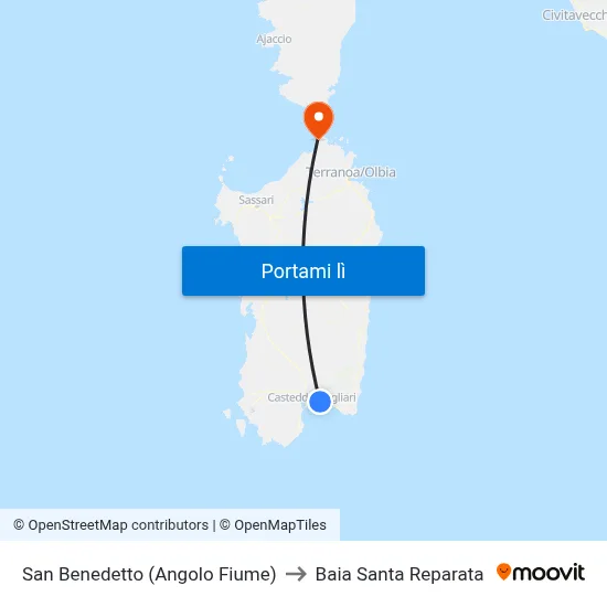 San Benedetto (Angolo Fiume) to Baia Santa Reparata map