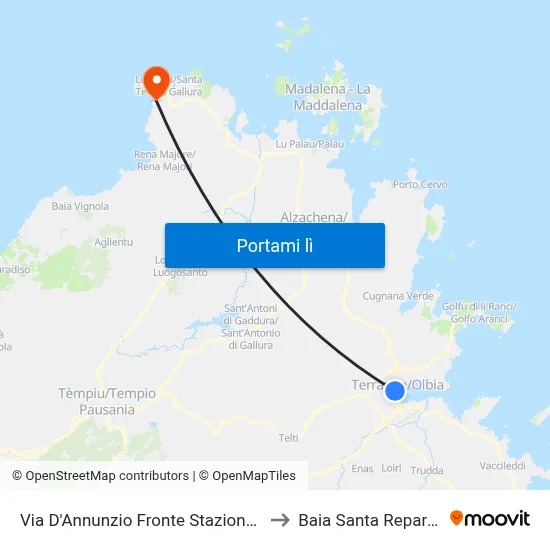 Via D'Annunzio Fronte Stazione FS to Baia Santa Reparata map