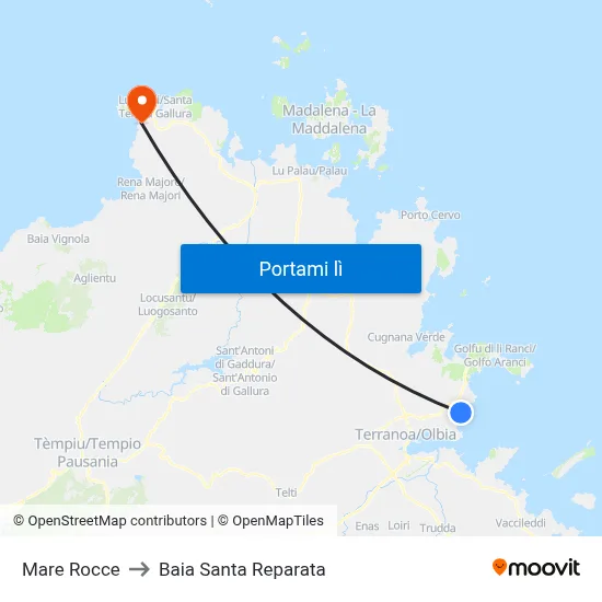 Mare Rocce to Baia Santa Reparata map