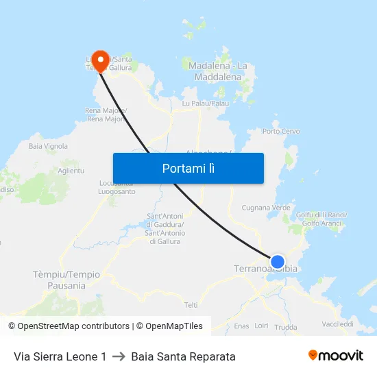 Via Sierra Leone 1 to Baia Santa Reparata map