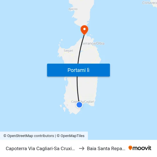 Capoterra Via Cagliari-Sa Cruxixedda to Baia Santa Reparata map