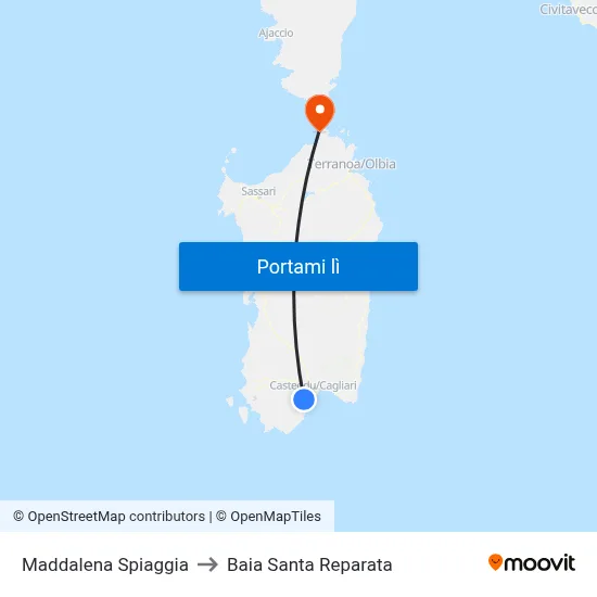 Maddalena Spiaggia to Baia Santa Reparata map