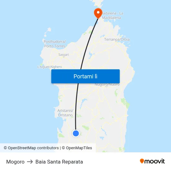 Mogoro to Baia Santa Reparata map