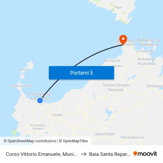 Corso Vittorio Emanuele, Municipio to Baia Santa Reparata map