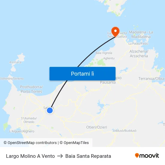 Largo Molino A Vento to Baia Santa Reparata map