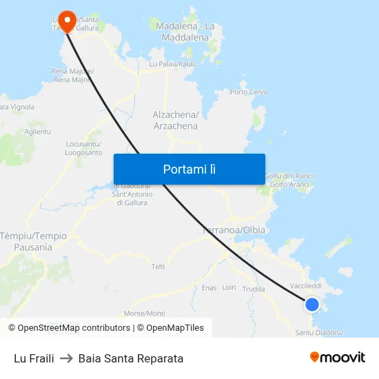 Lu Fraili to Baia Santa Reparata map