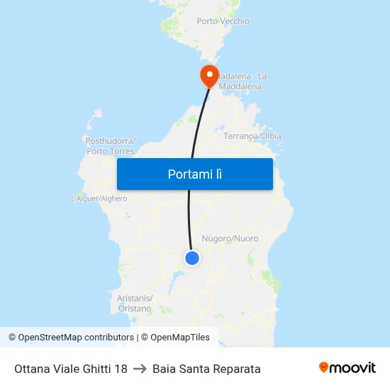 Ottana Viale Ghitti 18 to Baia Santa Reparata map
