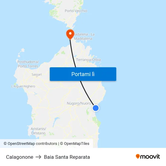 Calagonone to Baia Santa Reparata map