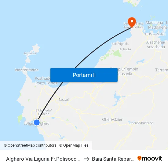 Alghero Via Liguria Fr.Polisoccorso to Baia Santa Reparata map