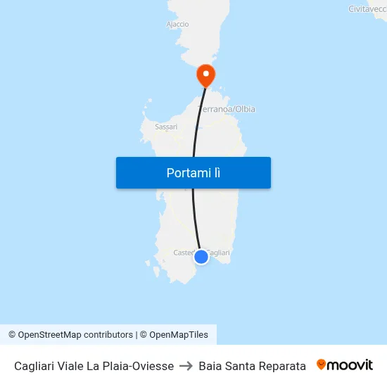 Cagliari Viale La Plaia-Oviesse to Baia Santa Reparata map