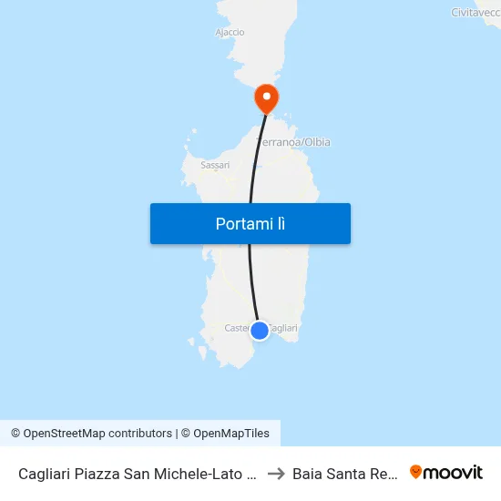 Cagliari Piazza San Michele-Lato Via Abruzzi to Baia Santa Reparata map