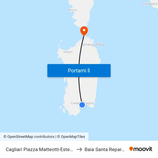 Cagliari Piazza Matteotti-Esterno to Baia Santa Reparata map