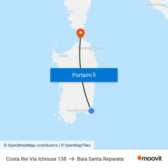 Costa Rei Via Ichnusa 138 to Baia Santa Reparata map